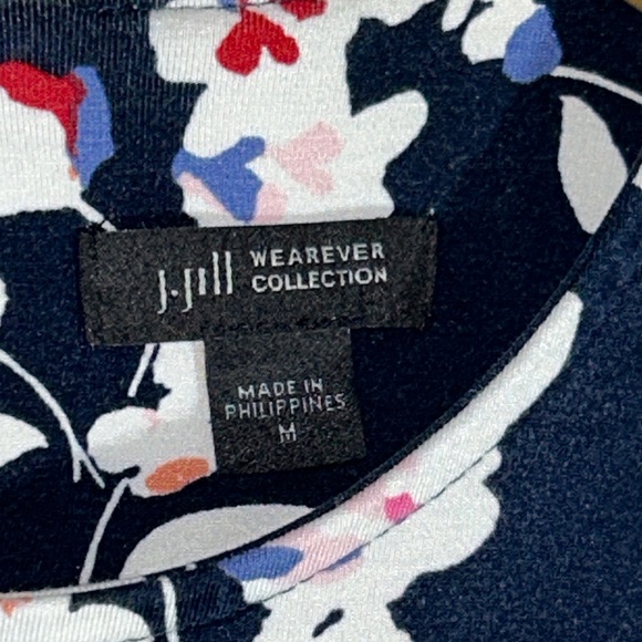 J. Jill Wearever Collection Navy Floral Midi Soft T-Shirt Women’s‎ Dress Medium - Picture 4 of 14